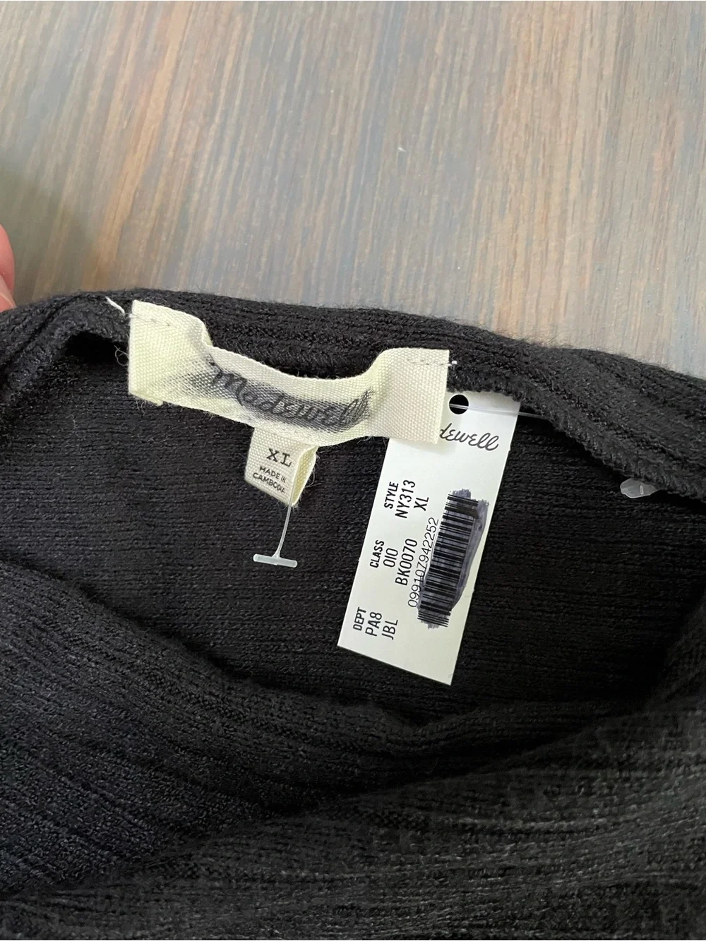 Madewell Mockneck Dolman-Sleeve Top Black Size XL NWT